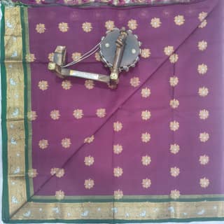 1000 Putta Original Cotton Saree with Blouse - Mulberry