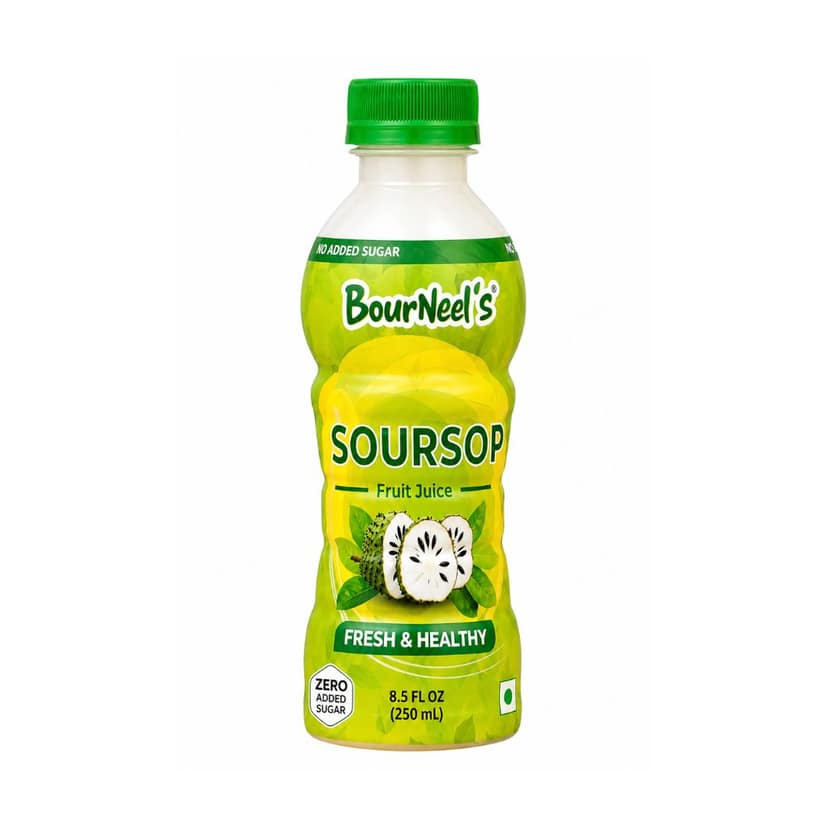 BourNeel's® Soursop Sugar Free Fruit Juice 250 ml Pack of 1 | No Added Sugar | Graviola Laxman Phal Fruit Pulpy Juice Drink | High Vitamin C |