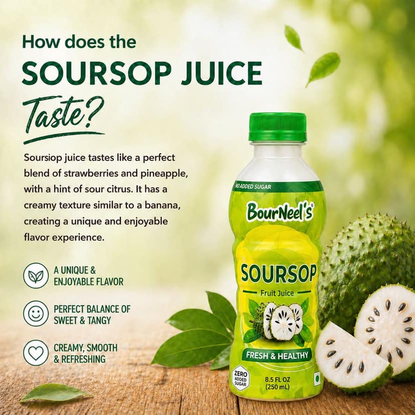 BourNeel's® Soursop Sugar Free Fruit Juice 250 ml Pack of 1 | No Added Sugar | Graviola Laxman Phal Fruit Pulpy Juice Drink | High Vitamin C | view 6