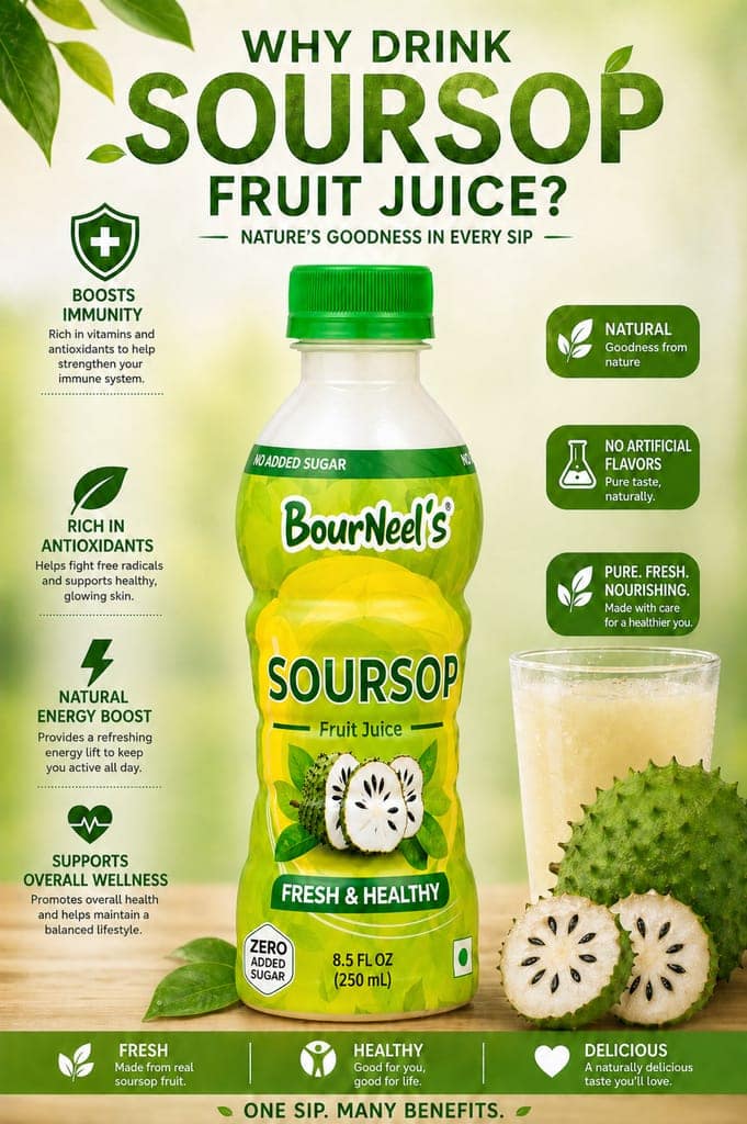 BourNeel's® Soursop Sugar Free Fruit Juice 250 ml Pack of 1 | No Added Sugar | Graviola Laxman Phal Fruit Pulpy Juice Drink | High Vitamin C | view 7