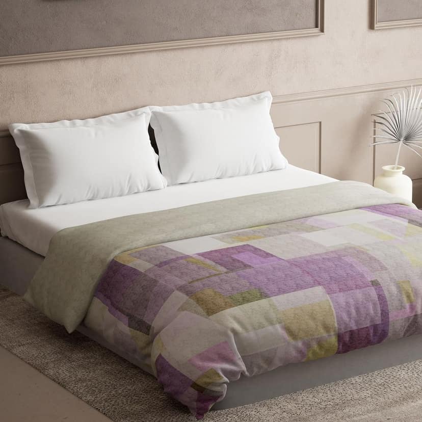 DDECOR - Primary Collection 100% Cotton Abstract Pattern 136TC King Quilt |229 CM X 274 CM| - Purple view 2