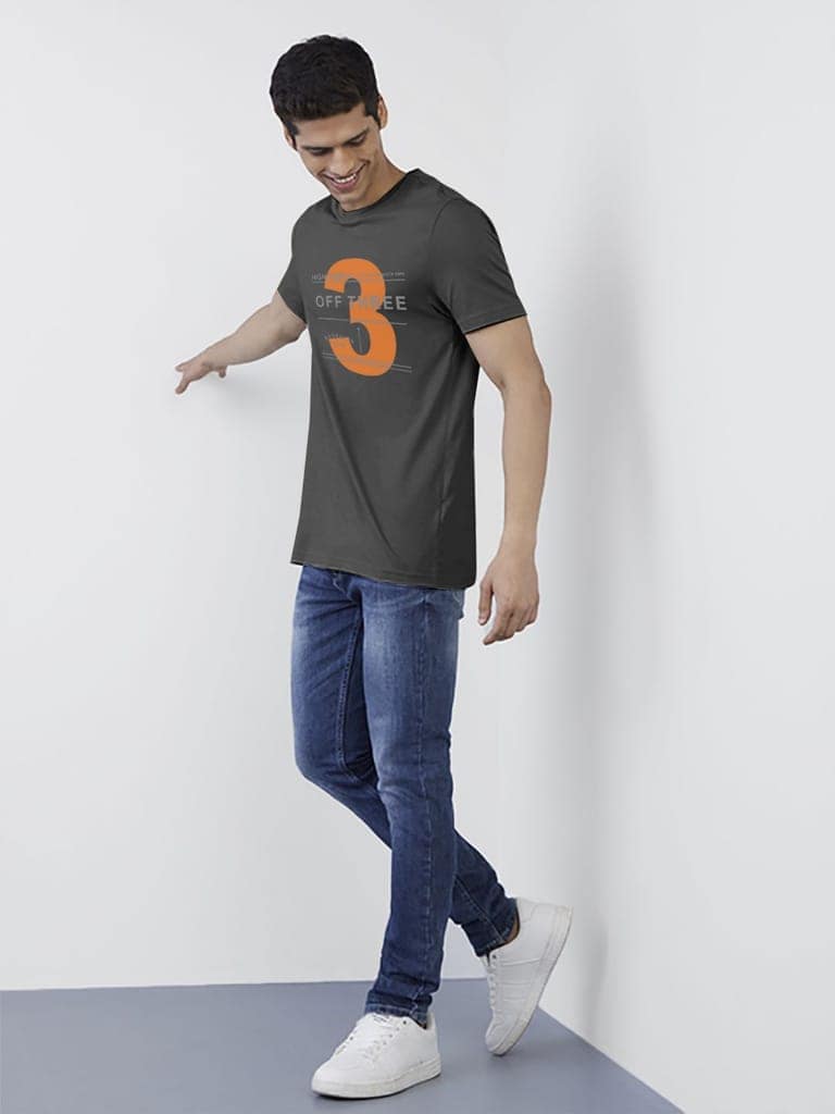 Men Grey Off Three Print T-shirt view 3
