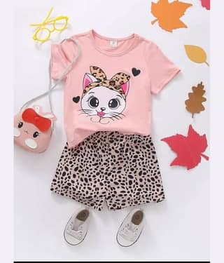 MUSNAH GARMENTS Pack of 1 Baby Girls Cotton T-Shirt & Shorts ( PeachPuff )