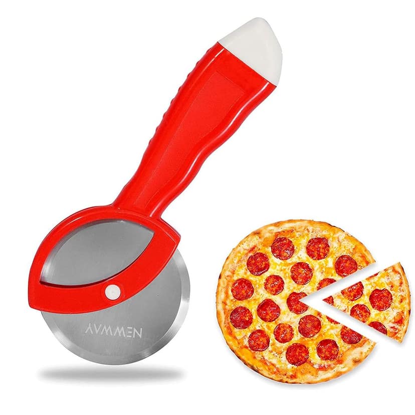 NEWWAY Stainless Steel Pizza Cutter Premium Food Grade with Comfortable Plastic Handle Wheel Type Blue Color with sharp Blade (Pack of 1)