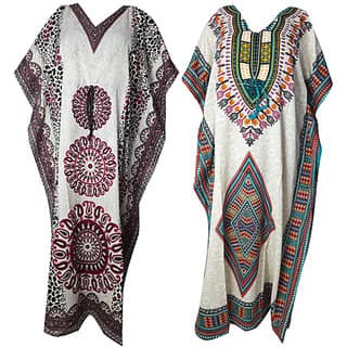 Ukal Combo Pack of 2 Women's Kaftan Dress Cover Up Nightwear Nighty Gown V-Neck Dress