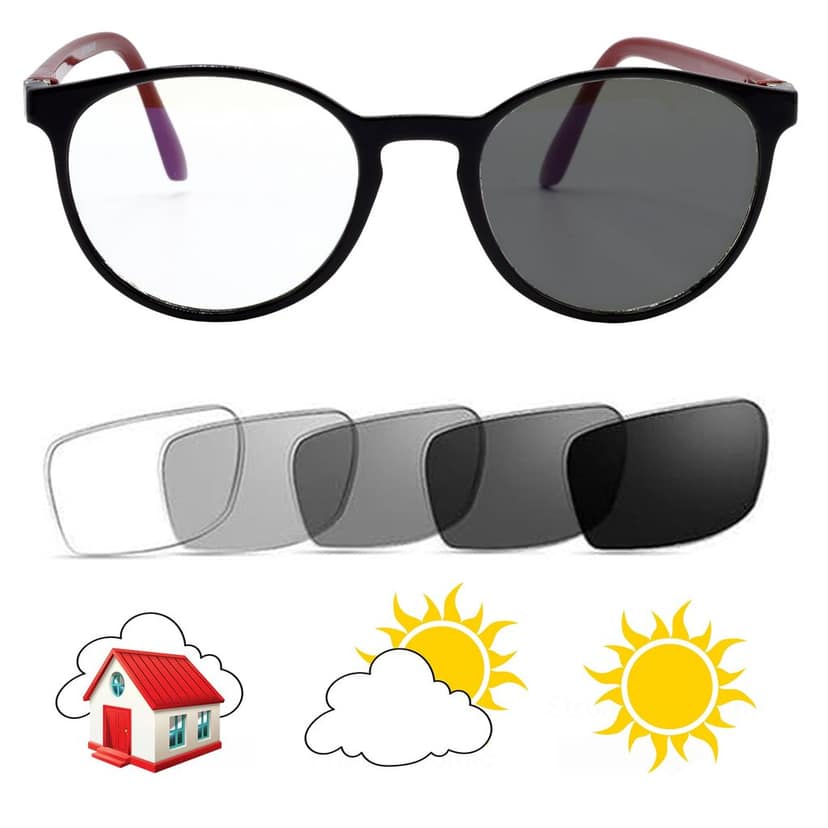 HRINKAR Day and Night Driving Photochromic Glasses and Sunglasses For Men and women Your All-Day Vision Companion Black and Red Oval Frame - HRPG14-BK-RD view 8