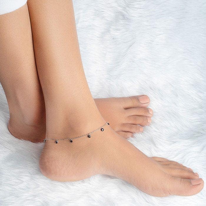 Silver Royal Crystal Anklet (Black) view 2