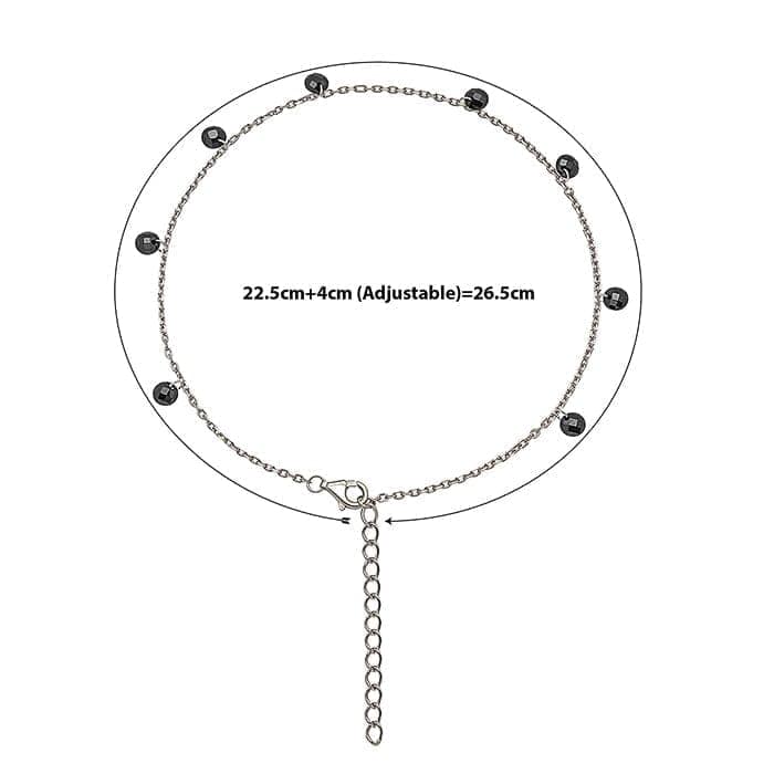 Silver Royal Crystal Anklet (Black) view 5