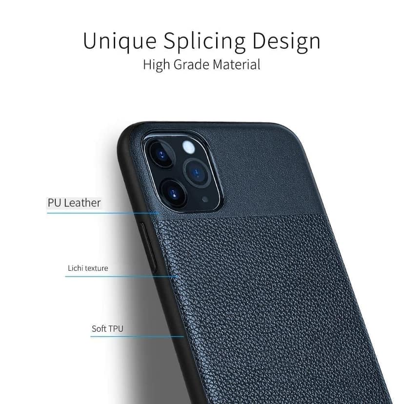 Memumi Brilliant Series Leather Back Cover for Apple iPhone 11 Pro Shockproof - Blue (5.8") view 2