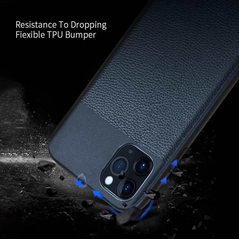 Memumi Brilliant Series Leather Back Cover for Apple iPhone 11 Pro Shockproof - Blue (5.8") view 4
