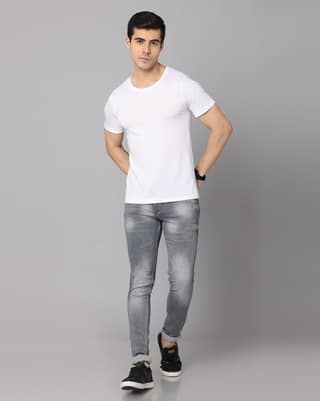 Crepeon Mens Plain Round Neck T shirt