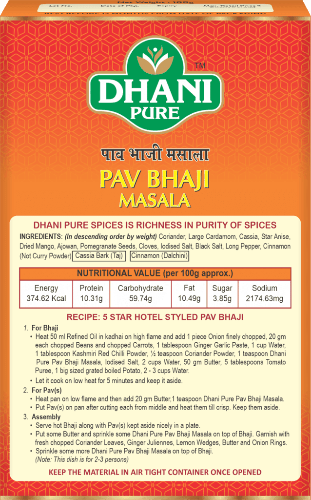 Dhani Pure Pav Bhaji Masala Box (MRP : RS. 10/- ONLY) view 2