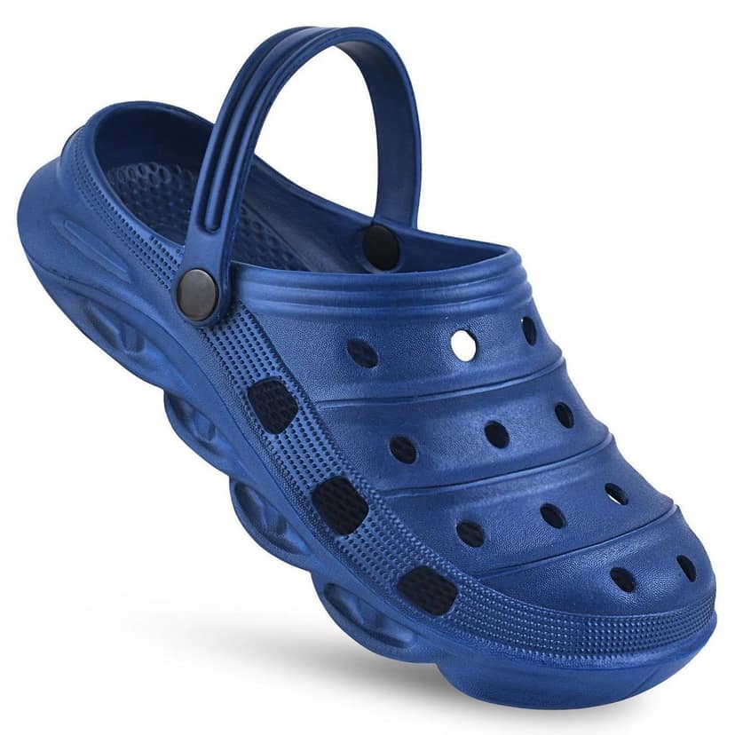Paragon Navy Blue Ultra-Comfortable Self-Design Clogs for Men view 4