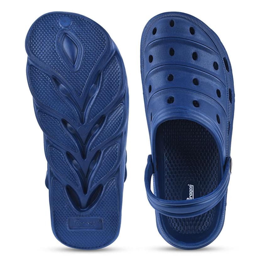 Paragon Navy Blue Ultra-Comfortable Self-Design Clogs for Men view 5