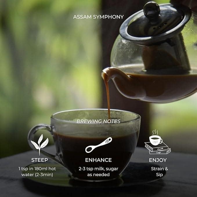 1950 Origins Assam Symphony | Premium Black Tea | Assam CTC & Orthodox Whole Leaf | Indian Authentic Kadak Chai | Strong & Fresh | 150g Tin Caddy |100% Natural Loose Leaf Tea view 3