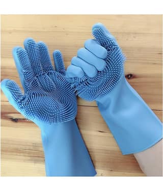 NIHIT Silicon Fiber Standard Size Cleaning Gloves for Home Kitchen bathroom