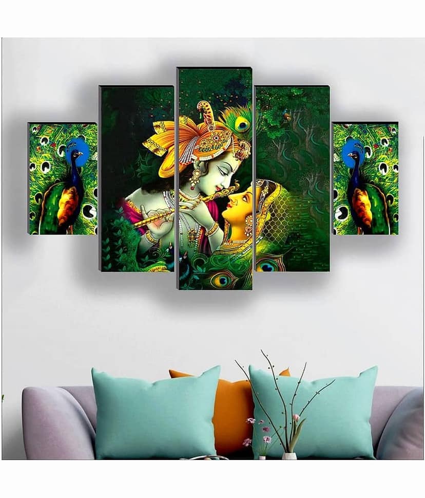 SNDArt Set Of 5 Radha Krishna Wall Paintings For Wall Decor 18 x 30 inch