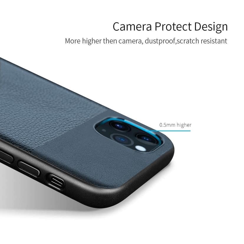 Memumi Brilliant Series Leather Back Cover for Apple iPhone 11 Shockproof - Blue (6.1") view 3