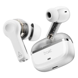 boAt Nirvana Space, 360 Spatial Audio, Active Noise Cancellation (~32dB), 100Hrs Battery,4Mics ENx, Fast Charge, v5.3 Bluetooth Earbuds, TWS Ear Buds Wireless Earphones with mic (Celestial White)