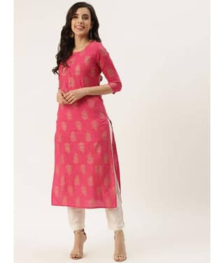 HISHAM - Pink Rayon Women's Straight Kurti ( Pack of 1 )