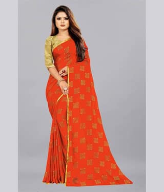 Rhey Chiffon Printed Saree With Unstitched Blouse Piece ( Mint Green )