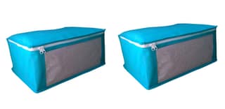 Non Woven Fabric Multi-Purpose Storage Bag/Saree Cover/Clothes Organiser for Wardrobe Set with Transparent Window (Pack of 2)