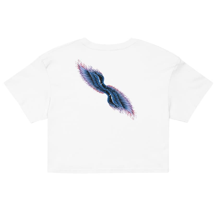 Clothikoo Classic Crop Top (white colour, Feather Print) view 6