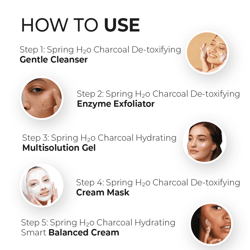 Spring H20 Charcoal Facial Kit 50 gm 2 in 1 Formula Brightening + Repair 5 Step view 2