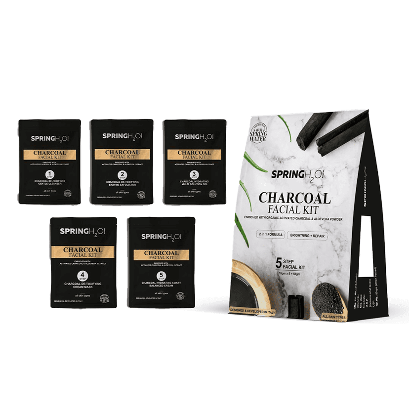Spring H20 Charcoal Facial Kit 50 gm 2 in 1 Formula Brightening + Repair 5 Step view 3