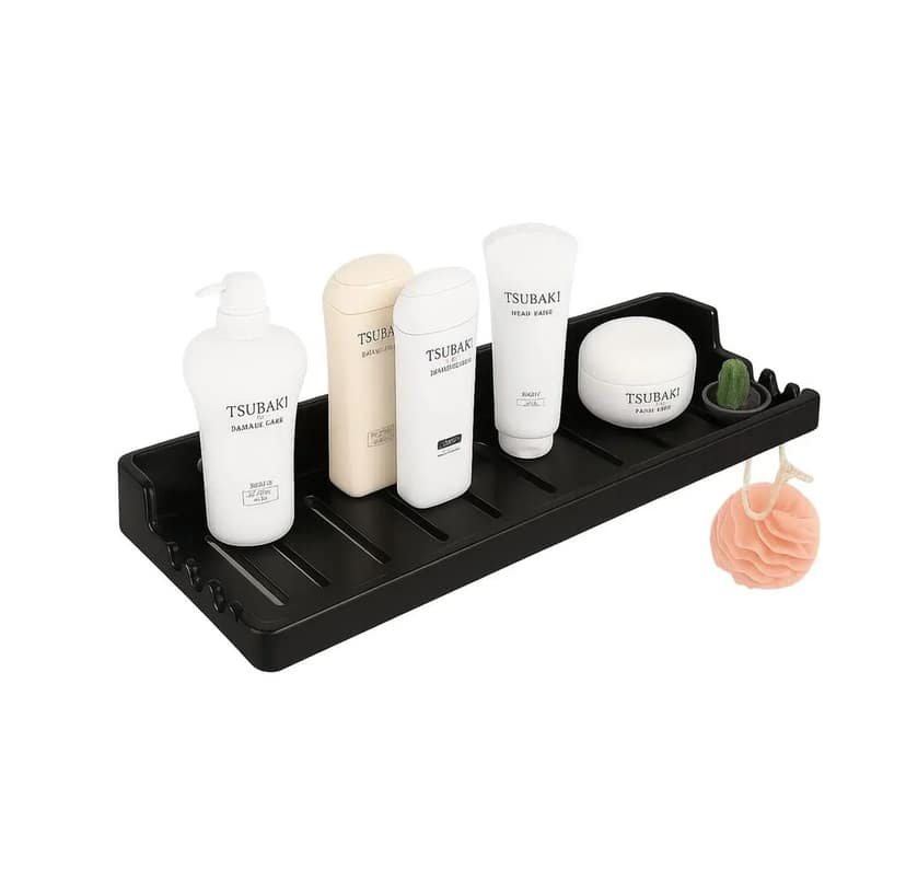Classic Ceramic Wall Mounted Shelf Rack – Black (Glossy Finish) (RB-129)