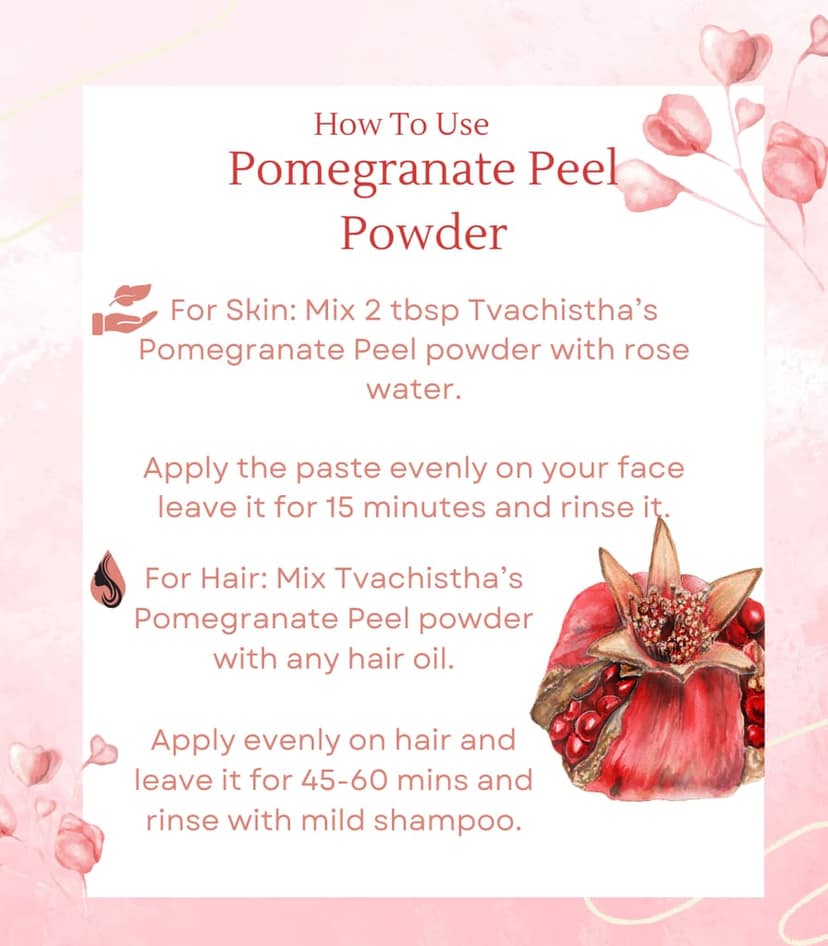 Tvachistha Pure, Natural & Organic Pomegranate Peel Powder for Skin Care & Hair Care | Anti-oxidant Rich | Acne & Hair Fall Treatment | Anar Powder – 100g view 4