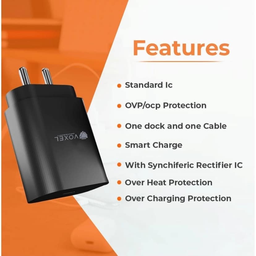 Generic VOXEL 100 Watt ' C ' Port PD Fast Charger AB Plastic (Black) view 3