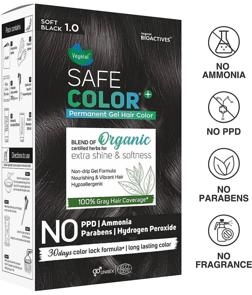 Vegetal Natural Semi Permanent Hair Color 70 g Black