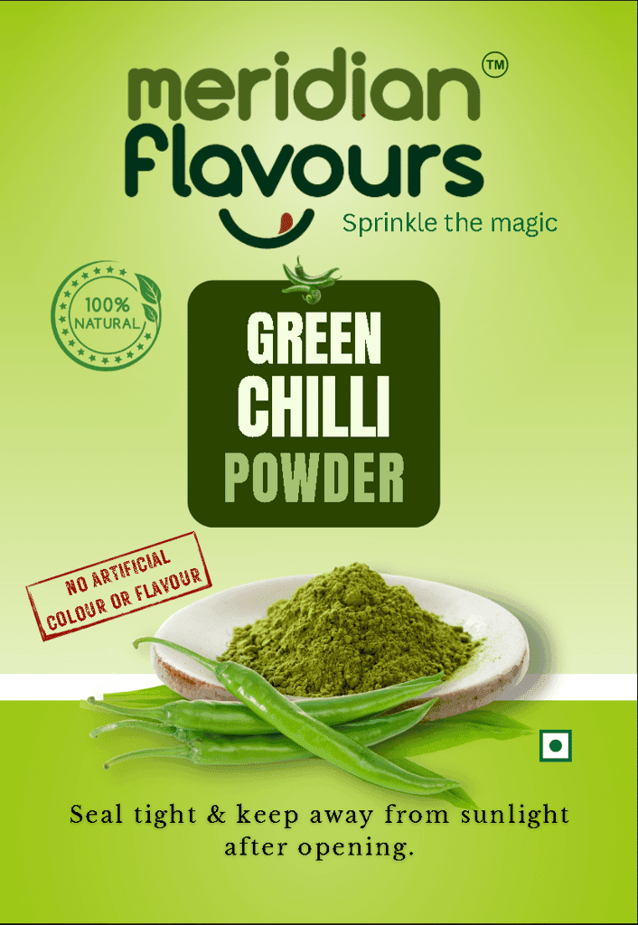 Meridian Flavours Dehydrated Green Chilli Powder | Washed and Cleaned | 100% Natural and Preservatives Free | 1 Teaspoon = 2 Green Chillies | (Green Chilli Powder, 50gm) view 4