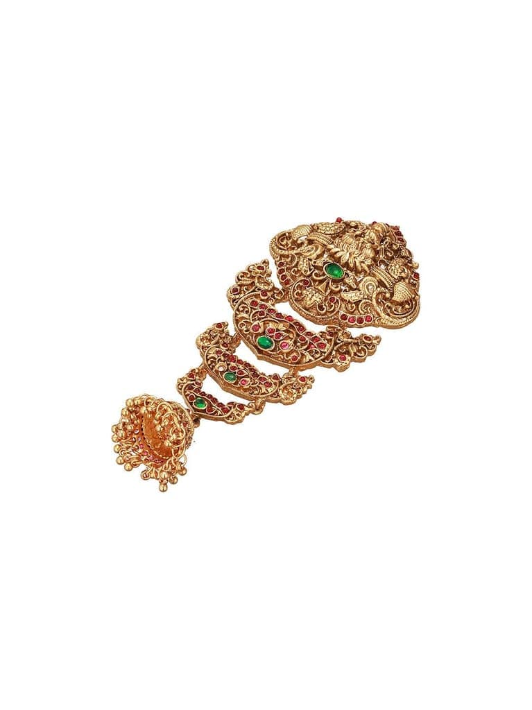 Gold Plated Red Kempo Studded Nagas Lakshmiji Temple Jadai Billa Hair Braid Choti view 7