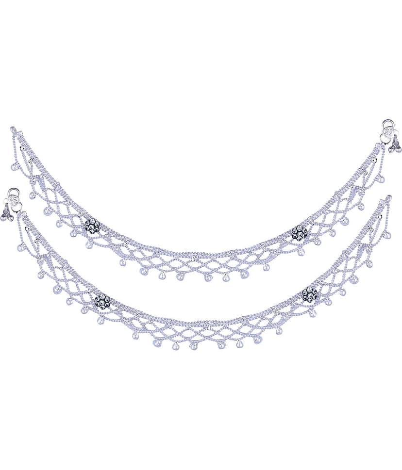 VIVASTRI Silver Anklets ( Pack of 2 ) view 2