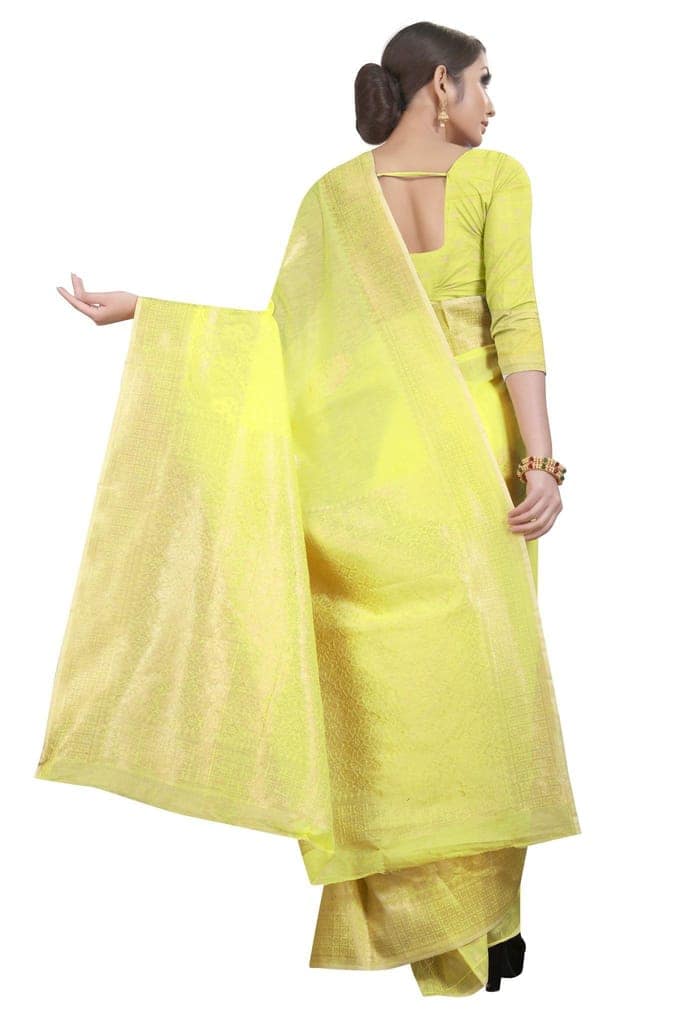 Silk Zone Women's Jamdani Cotton Woven Silk Saree with Blouse Piece view 3