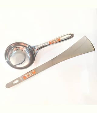 KkitchenCare Perfect Dosa Making Ladle & Turner Set of 2 (1 Turner, 1 Short Pour Ladle with Flat Base)