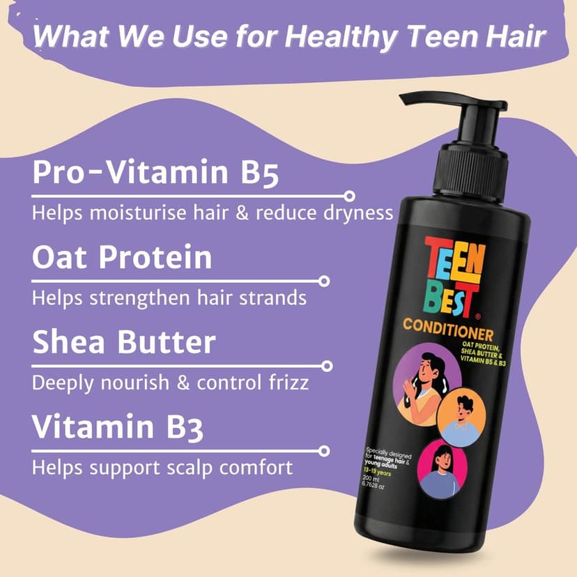 Healthbest Teens Conditioner 200 ml - Lightweight Daily Conditioner for Oily & Sweaty Hair -Paraben & Sulphate Free - For Boys & Girls 13-19 Years view 3