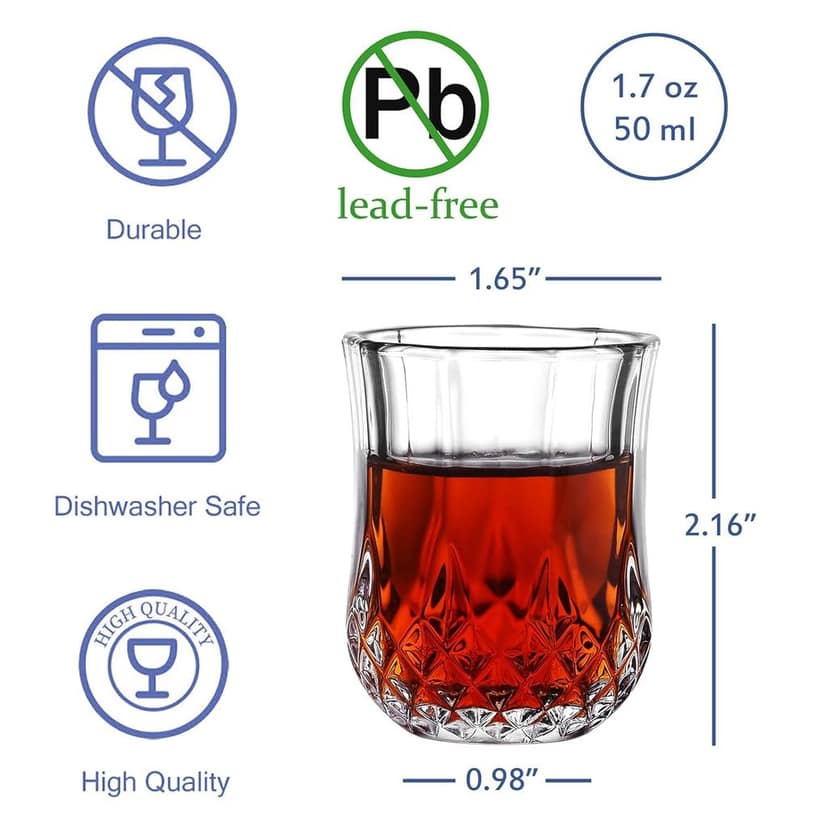 Tequila Shot Glasses, 45 ML, Set of 12, Small Whiskey Mug for Vodka,Whiskey, Ocean, Spirits,Dessert,Espressos,Cordial,Patiala, Liquors & Beverage Drink, Perfect for Bar,Casino, Restaurants view 2