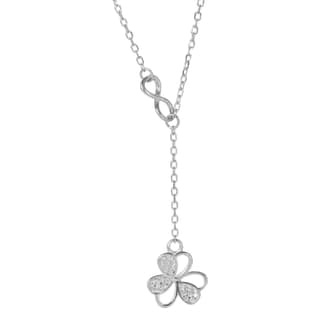 Sterling Silver Infinity Clover Pendant Necklace for Women | 925 Silver Adjustable Chain with Cubic Zirconia Stones I Weight - 2.95 gram