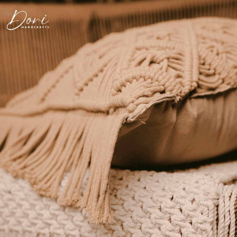 Brown Macrame Cushion Cover view 2