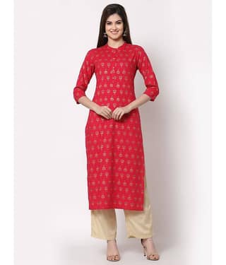 HISHAM - Pink Rayon Women's Straight Kurti ( Pack of 1 )