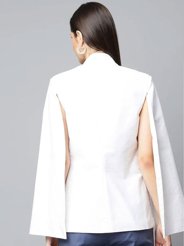 White Solid Open Sleeve Jacket view 4