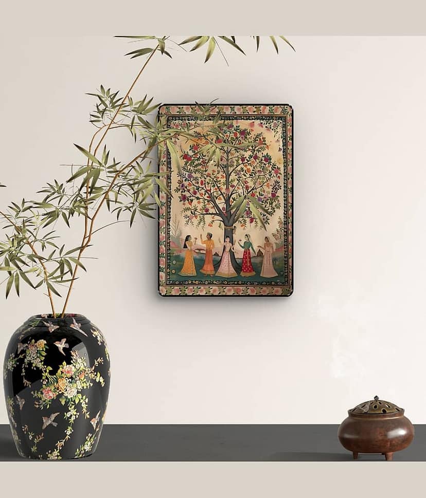 Tree of Life Indian Folk Wall Art | Dancing Figures UV Print view 2