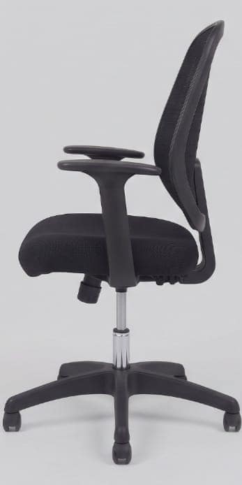 Ergonomic Mesh Mid-Back Office Chair, Adjustable Arms, Swivel Base, Black view 3