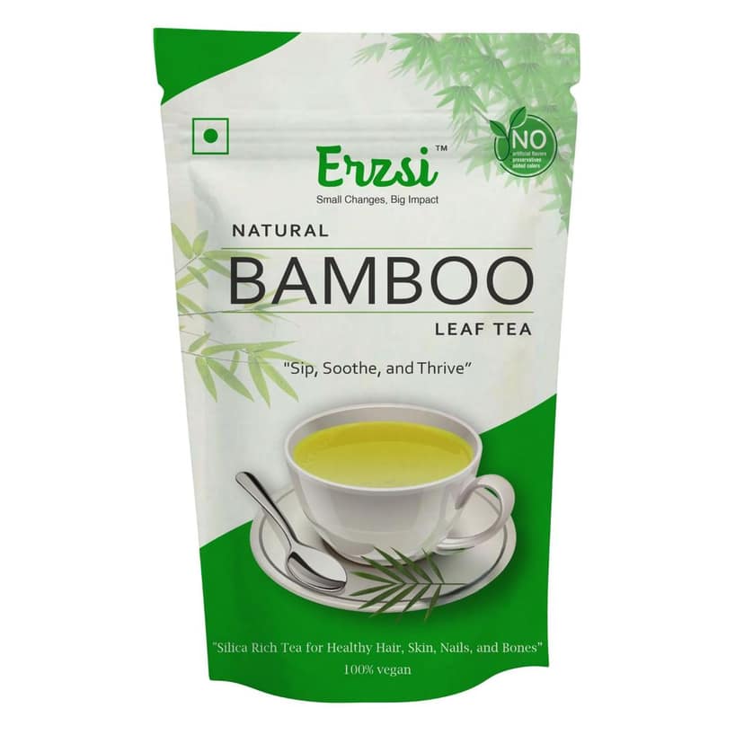 ERZSI Natural Bamboo Leaf Tea | Sip, Soothe, Thrive | Caffeine-Free Herbal Tea for Stress Relief, Detox & Glowing Skin | Organic & Silica-Rich | 100 G
