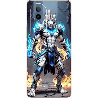 Yug Emporium Back Skin Wrap For iQOO Z9s 5G Premium Quality Full Coverage (Blue Angry Tiger) (Back Cover Multicolor)