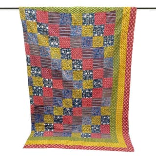 Garvi Gurjari (A Gujarat Govt Enterprise Multicolor Triangle Design Cotton Patchwork Quilt