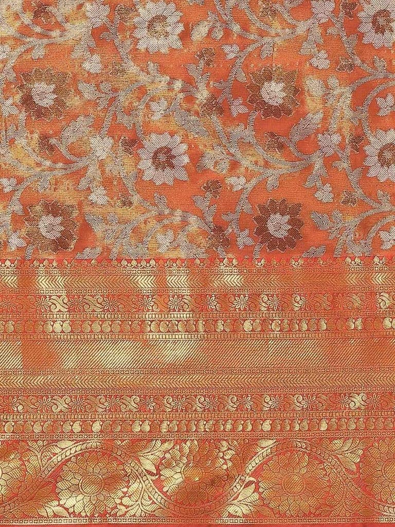 Women's Brocade Soft Silk Zari Woven Saree With Unstiched Blouse Piece view 3